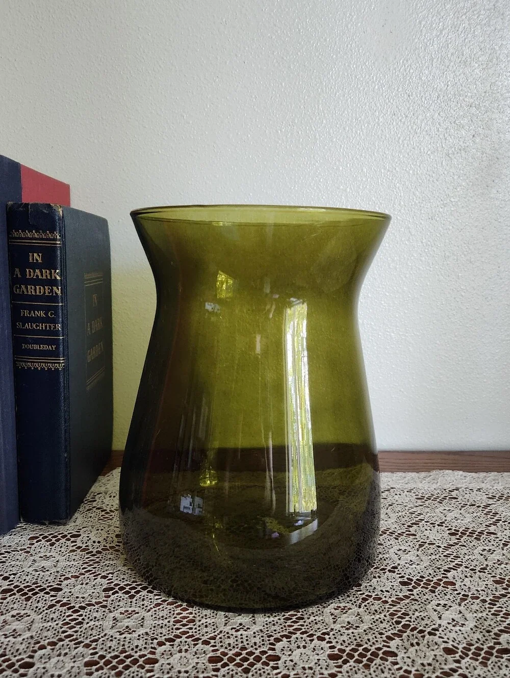 Avacado Green Vintage Glass Vase